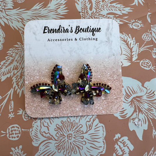 Butterfly Rhinestone Ear Studs