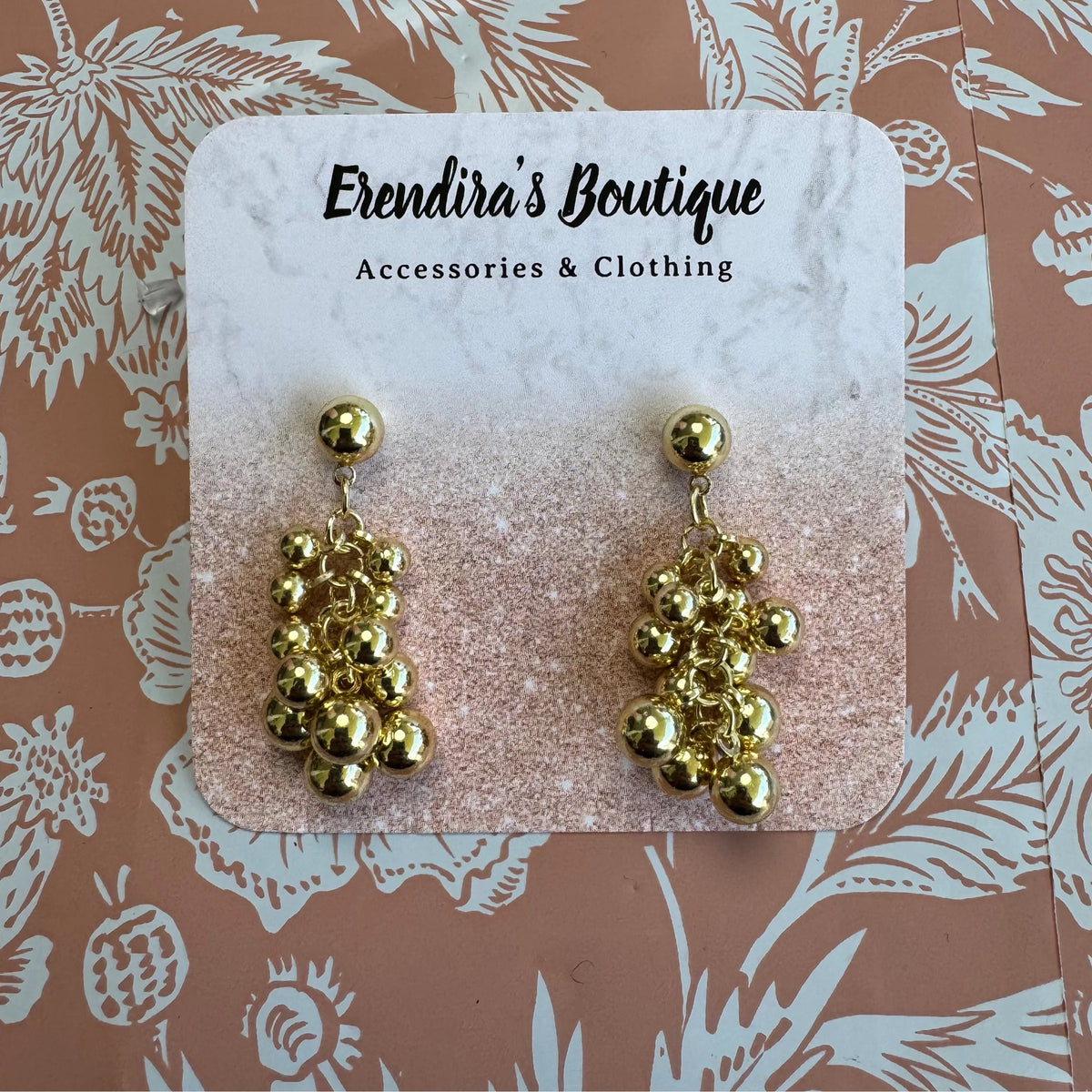 Gold Drop Earrings Beaded