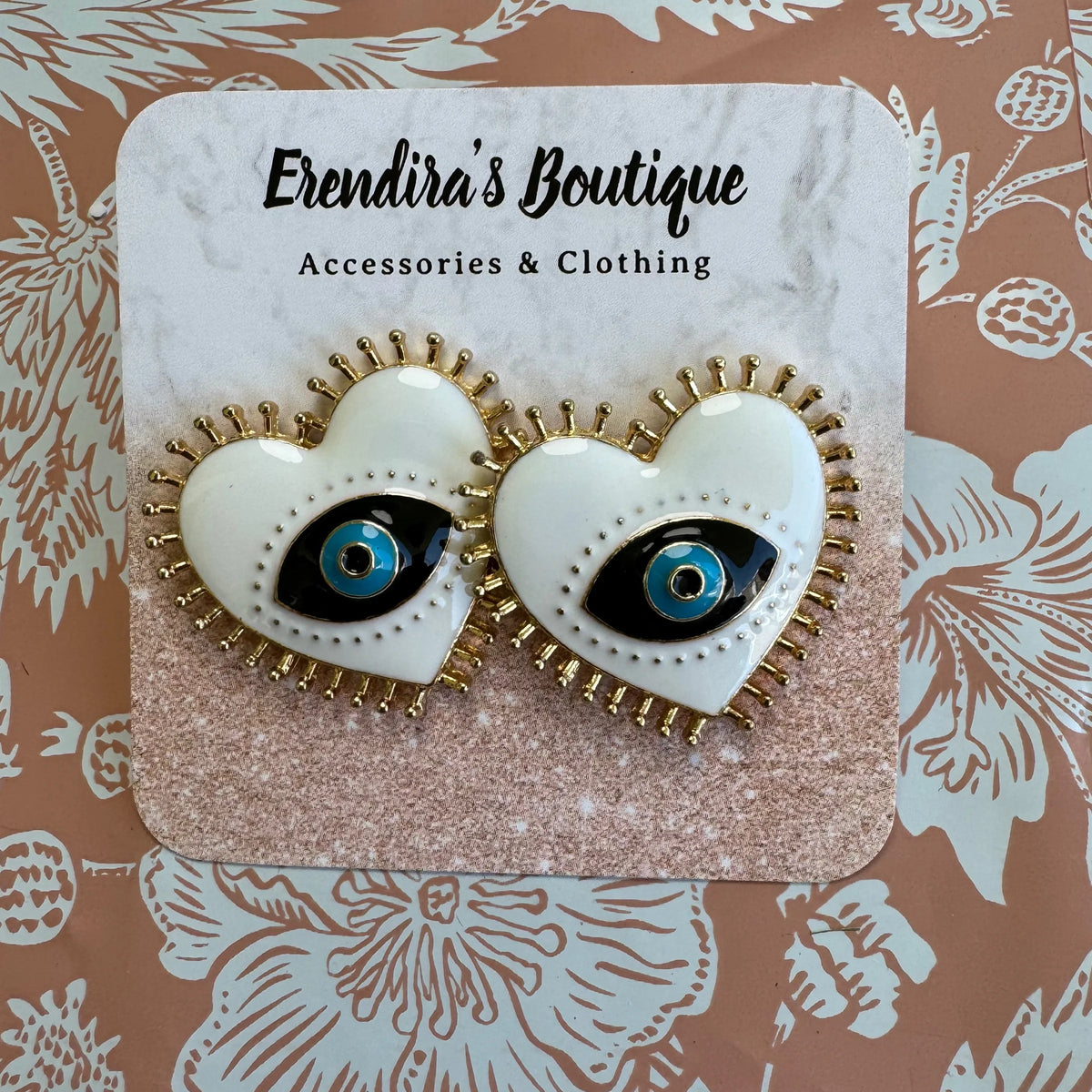 Heart Shaped Earring - Eye In Middle